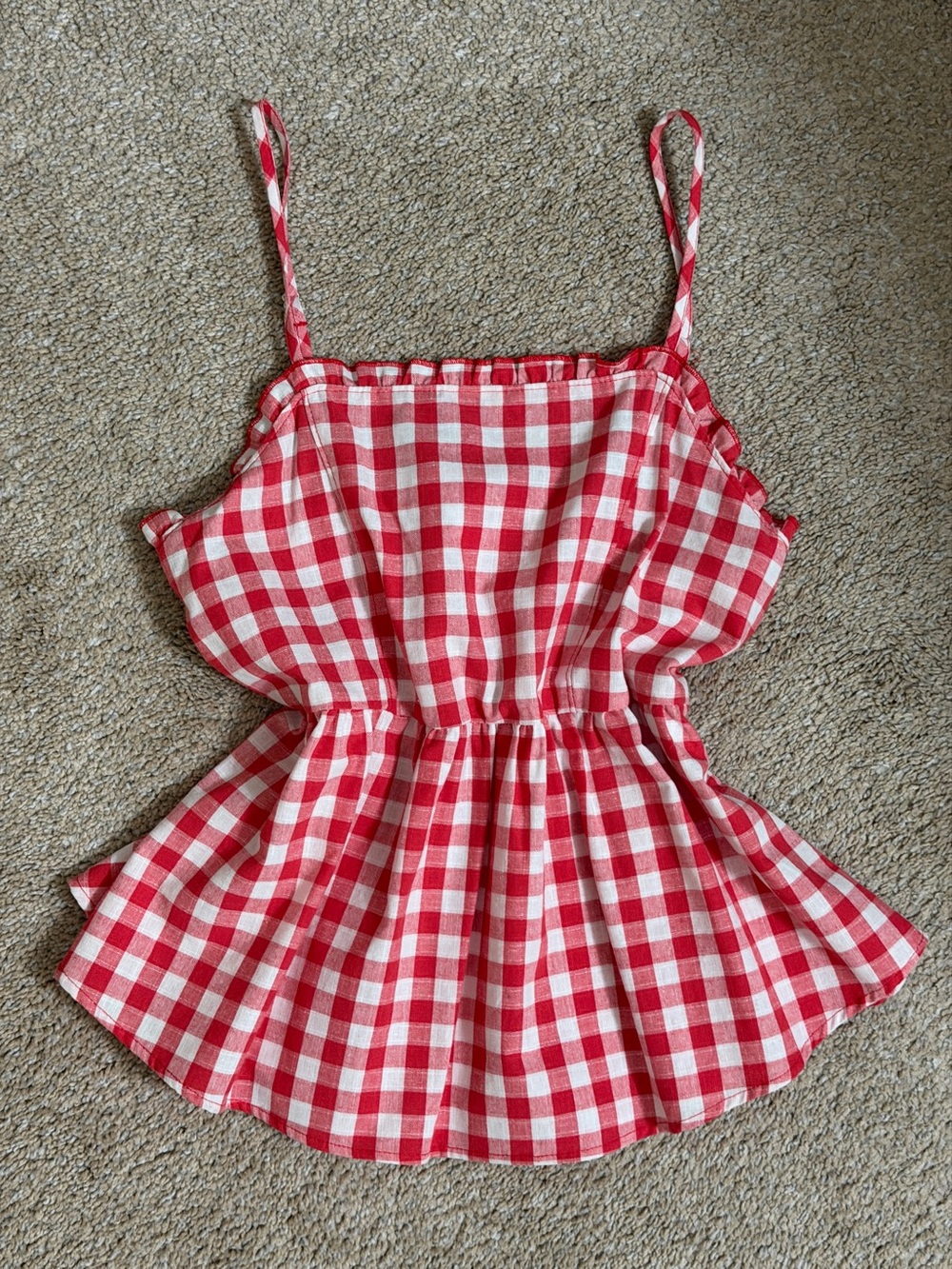 love on a hanger Red and White Gingham One-Piece Romper